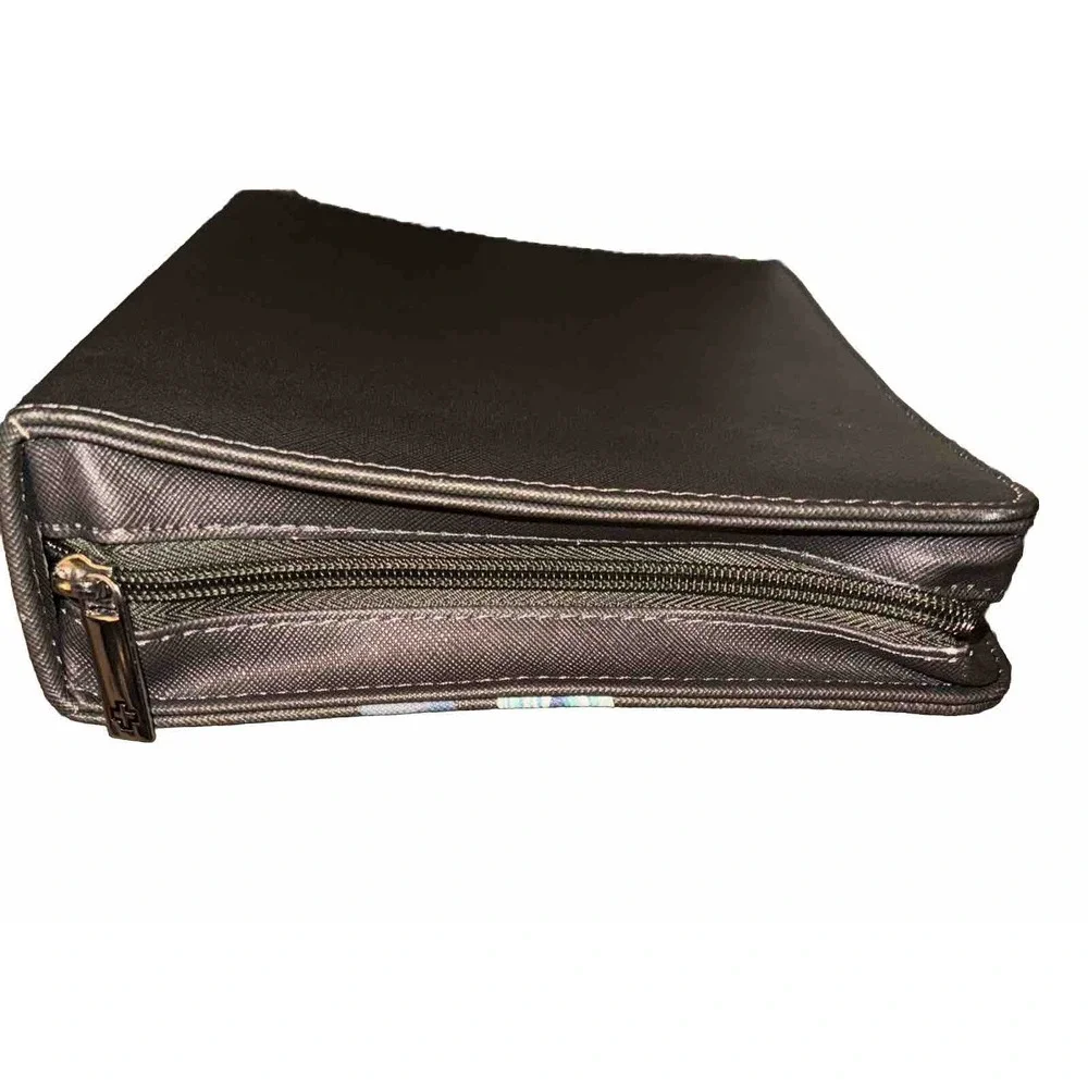 God's Gift Bible Book Cover Carry Case Black Floral Strength & Dignity 8x11 NWT